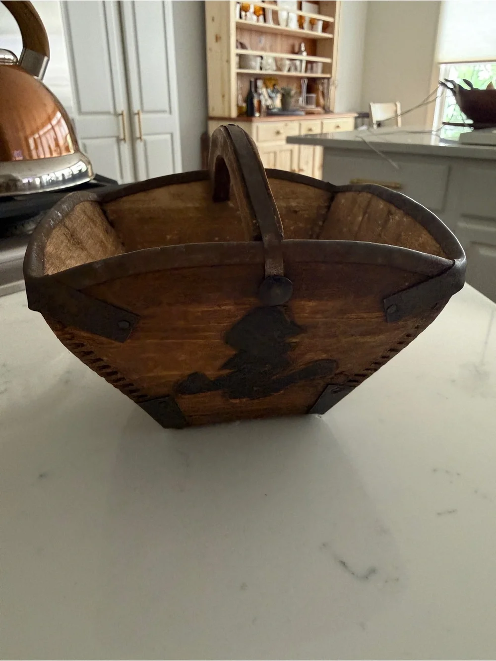 Chinese Wooden Rice Measure Basket antique chinese
